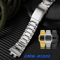 Watch Accessories For Casio G-SHOCK 35th Anniversary Small Square 3459GMW-B5000 Steel Watch with Stainless Steel Chain bracelet
