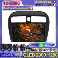 Android 14 Car Radio For Mitsubishi Mirage Attrage 2012 2018 2019 Space Star 2014 GPS Multimedia Video Carplay Auto 4G WIFI QLED