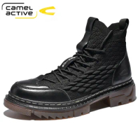 Camel Active Spring/Winter Men Shoes Casual Solid Color Lace-Up Ankles Boots Males Flat Soft Outdoor Work Short Boots Size 38-46