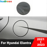 Car Gas Fuel Tank Cover Trim For Hyundai Elantra Avante 2021 2022 2023 Carbon Fiber Oil Gasoline Cap Cover Molding Accessories