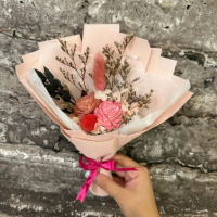 【A-ONE 匯旺】通心草花束 索拉花束 永生玫瑰花 繡球花 乾燥花束 教師節花束
