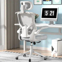 Ergonomic Office Chair High Back Mesh Desk Chair Home Computer Gaming Chair,Thick Molded Foam Cushion,Coat Hanger,Light Grey