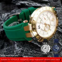 High quality double notch watch strap For Versace V-RACECHRONO Silicone rubber strap watch strap GTM accessories