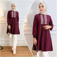 Tunik Wanita motif Renda/Tunik Crinkle airflow Ful kancing Hidup/Tunik Model terbaru motif Renda L h