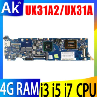 Shenzhen original UX31A Mainboard I3 I5 I7 3th Gen CPU 4GB RAM For ASUS UX31A UX31A2 Laptop Motherboard