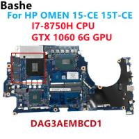 For HP OMEN 15-CE 15T-CE Laptop Motherboard L10770-601 DAG3AEMBCD1 With Intel I7-8750H CPU GTX1060 6G GPU Fully Tested 100%