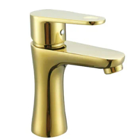 Modern SUS 304 Stainless Steel Single dle Hot Cold Water Bathtub Faucet Golden Plated Basin Black Matt Tap