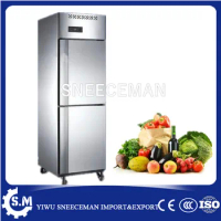 500L New Style 2 doors stainless steel upright commercial deep freezer