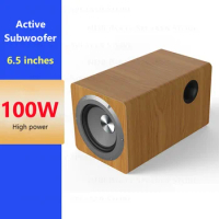 Best Quality Best Sellers Wooden 6.5 Inche Horn Subwoofer Home Active Subwoofer 100W High-power Hi-fi Shocking Bass Sound Effect