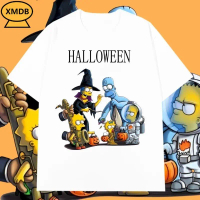 【พร้อมส่ง】เสื้อ เสื้อยืดผู้ชาย  The Simpsons halloween ของขวัญวันฮาโลวีน t-shirt ผ้า cotton 100% ยับ