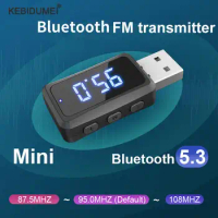 87.5-108MHZ Car Bluetooth 5.3 Transmitter Receiver Handsfree Call Mini USB Power Car Kit Auto Wireless Audio For Car FM Radio