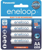 日本製 Panasonic 國際牌 eneloop 3號AA 可充2100次, 低自放電電池, 4入裝送電池盒