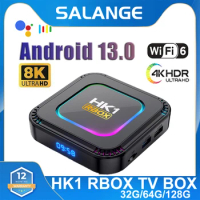 Smart TV Box HK1 RBOX K8 Android 13 8K Android TV Box RGB Light 4GB 128GB RK3528 WiFi6 Dual Wifi PK Android 12 6K