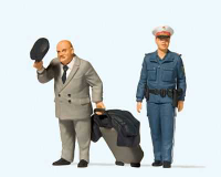 Mini 現貨 Preiser 44915 G規 旅客和穿制服的警察