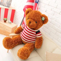 lovely plush teddy bear toy US flag sweater teddy bear doll gift doll about 80cm brown 0133