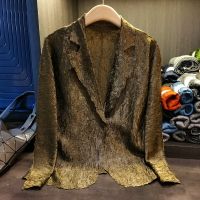 【巴黎精品】西裝外套皺褶西服-三宅風捏皺純色簡約女外套4色a1hm33