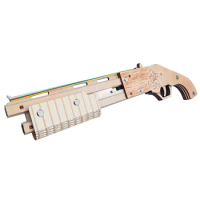 Rubber Band Gun Cutting 3D Wooden Puzzle Woodcraft Assembly Kit Shooting Toy Guns Boys