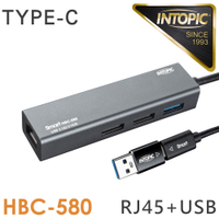 INTOPIC 廣鼎 USB3.1 &amp; RJ45 鋁合金集線器 (HBC-580)
