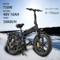 Ebike 750W Motor 48V16AH Lithium Battery Folding Electric Bicycle Battery Life 90KM Adult Mountain 20*4.0 Fat Tire Electric Bike