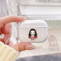 Demon Slayer cute cartoon anime Transparent Earphone Case For AirPods 2 3 airpod Pro Clear Soft Protective Cover airpods case