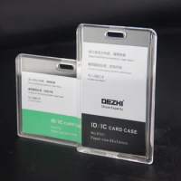 Transparent Acrylic ID Card Holder Thick Double Sided Visible Standard Business Badge Holder Office Supplies