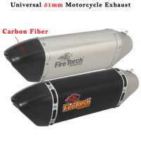 Universal 51mm Motorcycle Exhaust Escape System Modified Carbon Fiber Muffler For DUKE 125 CBR150R ZT125 Ninja 400 MT09 GSX-S750