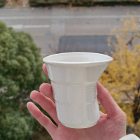 【Skon】 200ml Nordic irregular Cups Coffee Mug White Ceramic Wrinkle Cup Drinking Coffe Tumbler Engli