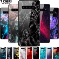 For Samsung S10 Plus / S10 / S10E Case Luxury Tempered Glass Soft Bumper for Samsung Galaxy S10 S10Plus S 10 Hard Cover Cool