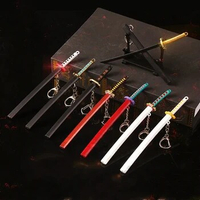 15CM Roronoa Zoro Samurai Swords Keychain Scabbard Katana Sabre Buckle Toolholder Key Ring For Men Women Mini Toy Key Chain Gift