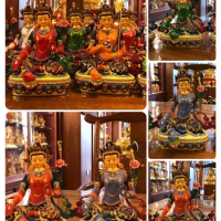 Exclusive A set 21P Buddhism TOP quality colored drawing Tara Guanyin goddess COPPER Buddha HOME temple altar Worship statue