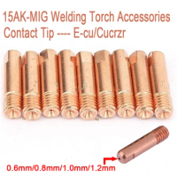 MB-15AK M6*25mm MIG/MAG Welding Torch CuCrZr/E-cu Contact Tip Gas Nozzle 0.6/0.8/0.9/1.0/1.2mm Mig Welding Accessories