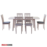 RICHOME TA315 CH1020*6安娜可延伸實木餐桌椅組(一桌六椅)-3色專人宅配 餐椅 餐桌 餐組 木桌
