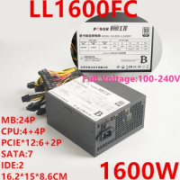 New Miner PSU For Ant Seiko Support 6 Cards 370 380 380X 470 480 570 1060 Rated 1500W Peak 1600W Mining Power Supply LL1600FC