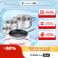 Bộ Nồi Chảo Inox Cao Cấp Tefal Cook Eat B922S784 (16, 20, 24, 28 cm) - Dùng Cho Mọi Loại Bếp - Bảo H