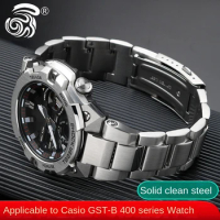 For Casio watchband G-SHOCK GST-B400 convex solid stainless steel watch strap men Metal modified Wrist band Bracelet accessories