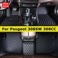 DOODRYER พรมปูพื้นรถยนต์แบบสั่งทำ สำหรับ Peugeot 308SW/308CC อุปกรณ์เสริมพรมรถยนต์