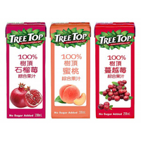 Tree Top 樹頂 100% 石榴莓／蜜桃／蔓越莓 綜合果汁(利樂包)200ml 款式可選 DS014291