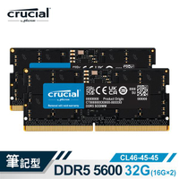 Micron 美光 Crucial NB-DDR5 5600 32G(16Gx2)雙通筆記型RAM內建PMIC電源管理晶片 CT2K16G56C46S5