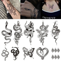 สติ๊กเกอร์รอยสักเทียม ทนทาน สีดำและสีขาว ดีไซน์ดำสนิท tattoo waterproof 30 days zoar magic แทททู