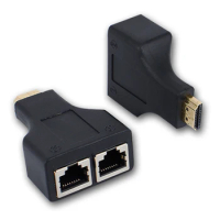 HDMI Extender for 30M HDMI Cable HDMI 1.4 Male To Dual Port RJ45 Female Cable Adapter by Cat 5e/6 1080p For HDTV HDPC PS3 STB