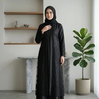 Gamis Brokat Corneli Tulang Kombinasi Moscrepe Dress Brokat Terbaru Gamis NIKITA hitam