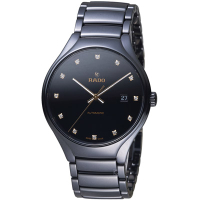RADO 雷達錶 官方授權(R02) True 真我簡約時尚陶瓷腕錶-黑/40mm