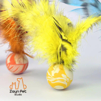 ของเล่นลูกบอลขนนกกระดอนคลานแมว, Zayn, ลูกบอลยางสีสันสดใส, พร้อมขนนกจริง, เหมาะสำหรับการหยอกล้อแมว, ข
