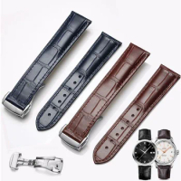 Alfskin Genuine Bamboo Grain Leather Watch Strap For Omega Strap Watch Seamaster Speedmaster 300 DeVille Watchband Bracelet Logo