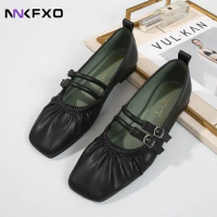 2023 Spring Women's Casual Flat Shoes Comfortable Soft Boat Shoes Shallow Square Toe Ballet Flat Shoes