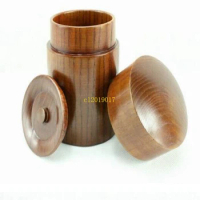 Round jujube solid wooden tea can capacity of about 100g#4546