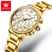 OLEVS 9976 Fashion Quartz Watch Gift Round-dial Stainless Steel Watchband