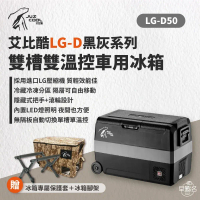 全新黑灰色【艾比酷】 雙槽50L壓縮機行動冰箱 戶外冰箱 車露 車宿 LG-D50_早點名