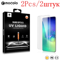2 Pcs Mocolo UV Liquid 9H Full Screen Tempered Glass Film On For Samsung Galaxy S8 S9 S10 Plus S 8 9 10 128/256 GB Protector