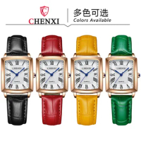 Chenxi 079A Square Women Ladies Fashion Leather Waterproof Quartz Watch